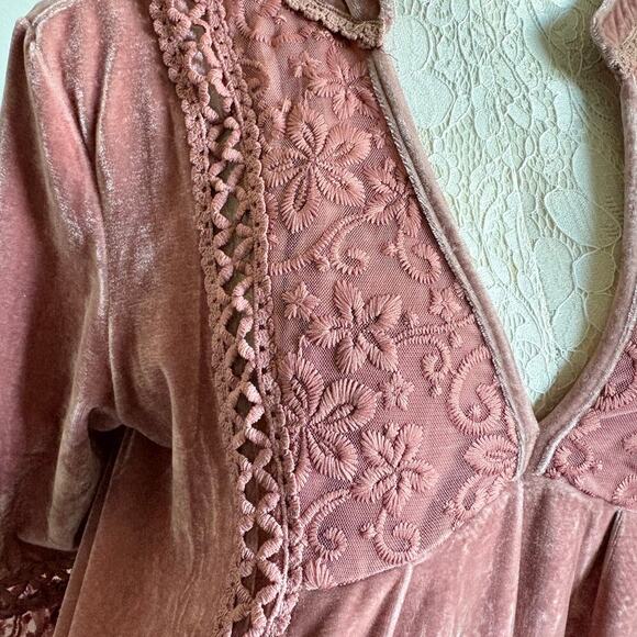 POL Blush Velvet Boho Tunic Dress MCottagecore Fall Layering Fairy Softgirl - Picture 9 of 11